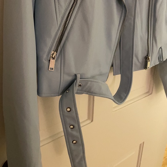 Baby blue leather jacket. - Picture 2 of 2
